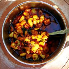 Instant Amla / Indian Gooseberry and Kacchi Haldi / Raw Turmeric Pickle A picture of Instant Amla / Indian Gooseberry and Kacchi Haldi / Raw Turmeric Pickle.