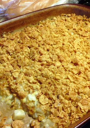 A picture of hash brown casserole.