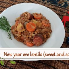 A picture of New year eve lentils (sweet and sour lentils).