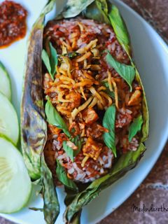 Foto resep Nasi Bakar Merah Teri Tempe
