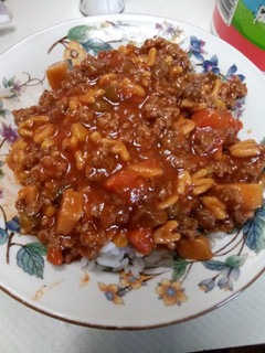 A picture of Nikki's Beef Stew Over Rice.