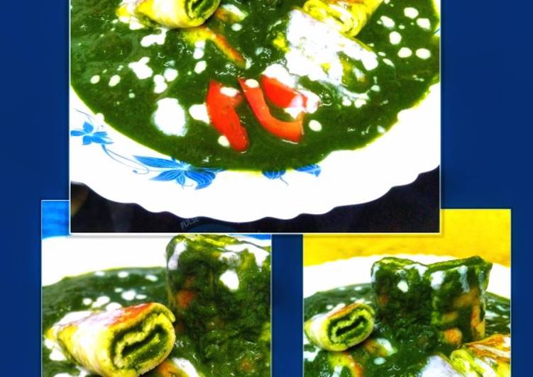 Simple Way to Make Ultimate Paneer Rolls in Creamy Palak Gravy