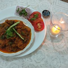 A picture of Chicken tikka karhai masala/ taste fully dish.