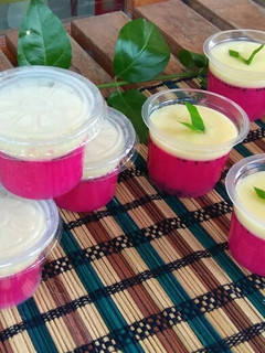 Foto resep 🌼 Puding Buah Naga Vla Vanila 🌼
