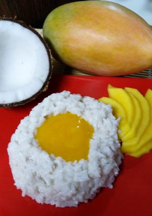 A picture of Sticky Coconut Rice With Mango.