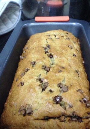A picture of Eggless Banana Choco Chip Bread.