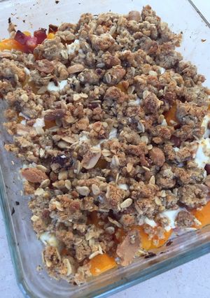 Une photo de Crumble de potimarron et chèvre frais