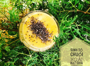 Hình của món Ăn dặm - Sinh tố chuối xoài hạt chia.