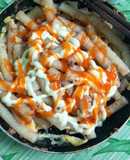 Nui chiên trứng pate rau củ