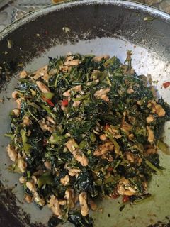 Foto resep Tumis pedas daun pepaya+tempe