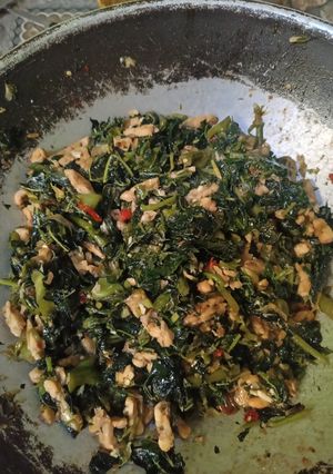 Foto resep Tumis pedas daun pepaya+tempe