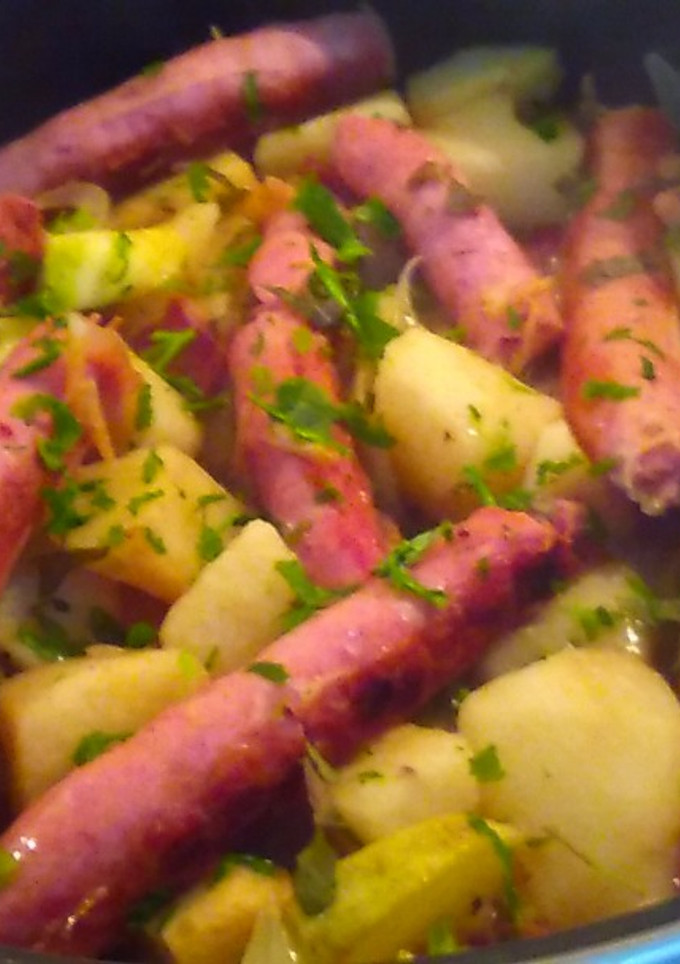 Una foto de Salchichas con papas