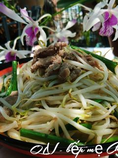 Hình của món Giá xào thịt bò.