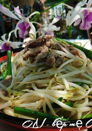 Hình của món Giá xào thịt bò.