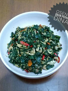 Foto resep Oseng daun pepaya with udang rebon