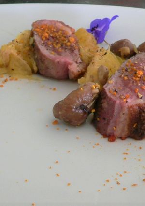 Une photo de Magret de canard aux oranges et châtaignes