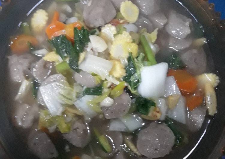 Resep Cah Bakso dan jagung muda simple Lezat