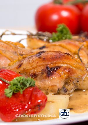 Una foto de Pollo asado con mostaza y miel
