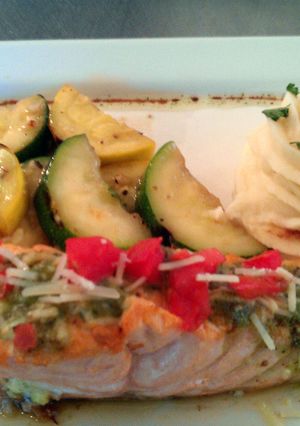 A picture of Almond Pesto Salmon.