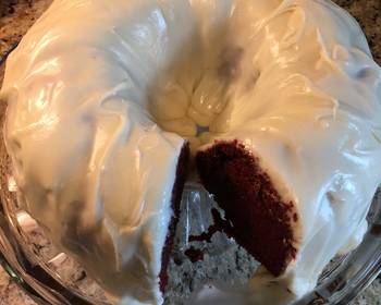 How To Serving Recipe Red Velvet Chocolate Chip Cake wCream Cheese Icing Delicious Simple