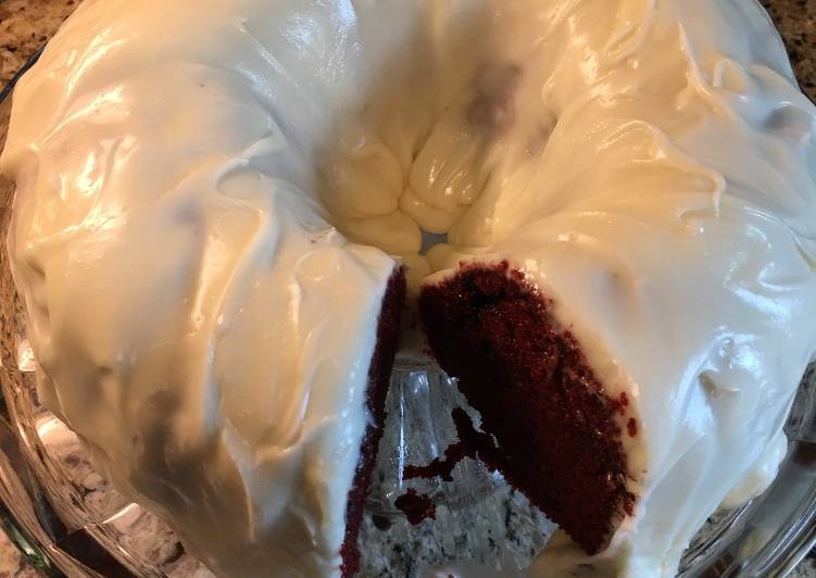 Easiest Way to Make Homemade Red Velvet Chocolate Chip Cake w/Cream Cheese Icing