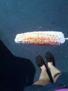 A picture of Mexican corn on the cob.