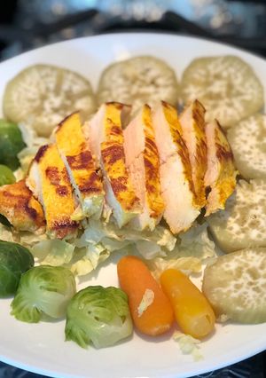 Hình của món Gà ướp nghệ áp chảo -Eatclean.