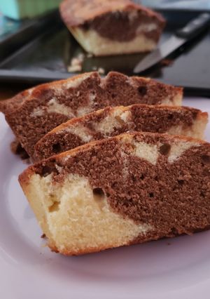 Una foto de Budín marmolado de chocolate y vainilla