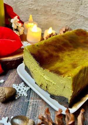 Foto resep Brownies Matcha Basque Burnt Cheesecake