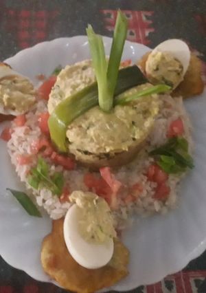 Una foto de Timbal de pescado Morena salada