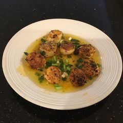 A picture of Pan Seared Scalloos with Brown Butter Sauce.