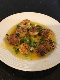 A picture of Pan Seared Scalloos with Brown Butter Sauce.