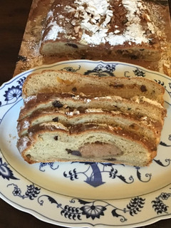 A picture of California Farm Christmas Stollen, from scratch.