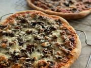 A picture of portobello mushroom pizza
