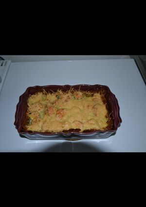Une photo de Gratin de courgette au saumon