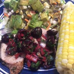 A picture of Pork Tenderloin with Cherry Salsa.