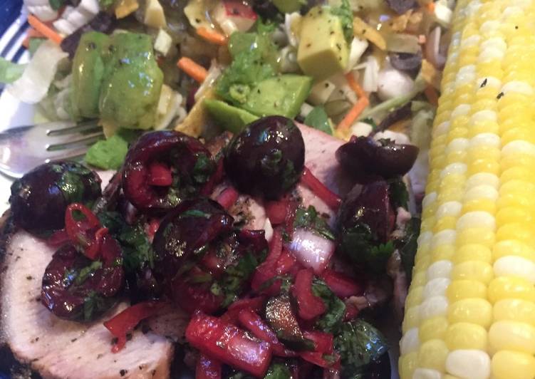 Recipe of Super Quick Homemade Pork Tenderloin with Cherry Salsa