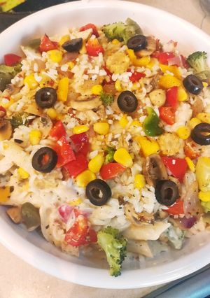 A picture of Bachemel sauce pasta.
