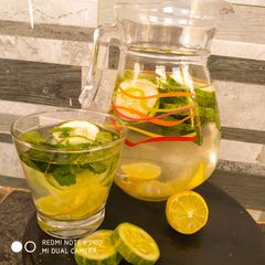 A picture of Lemon and cucumber detox water.