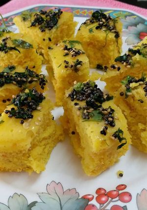 A picture of Moong Dal Dhokla.