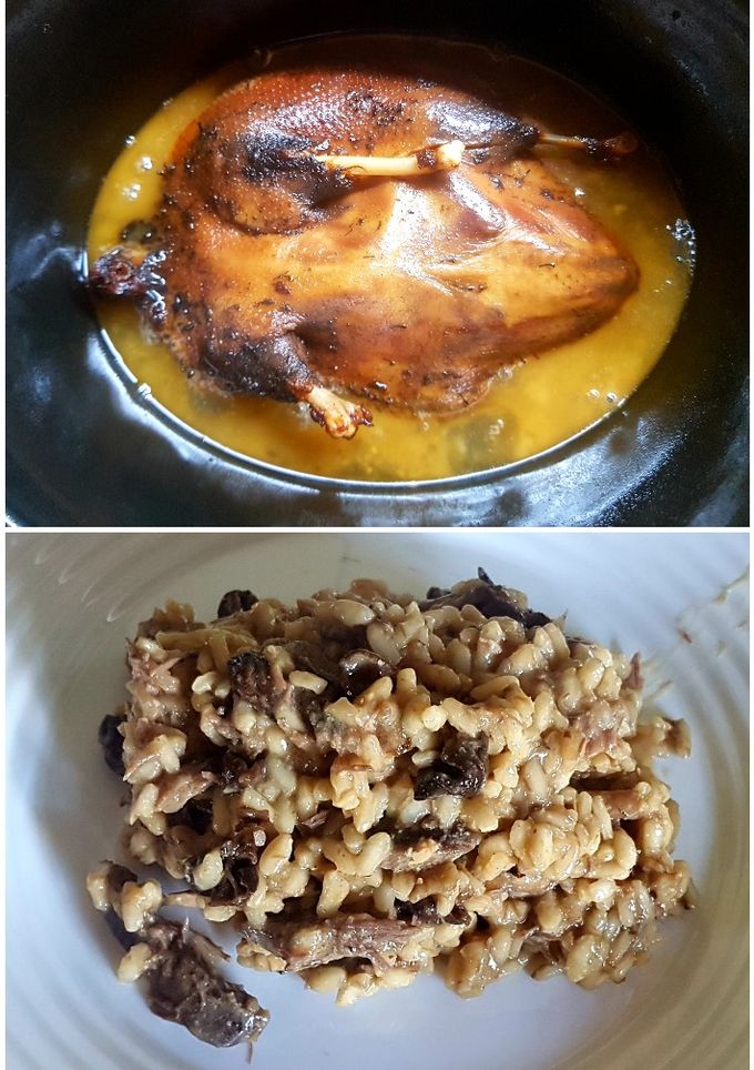 Una foto de Risotto de Pato Azulón, foie gras mi-cuit y setas moixernó