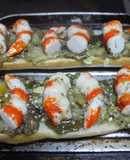 Panini de colas de langostinos de surimi