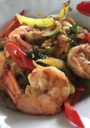 รูปของ กุ้งผัดพริกอ่อน #ไม่น้ำมัน