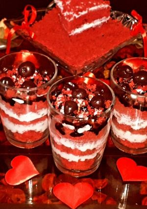 عکسی از دستور جارکیک ردولوت ❤‌ Red Velvet Jar Cake