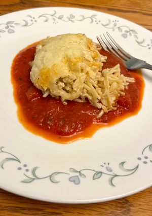 A picture of Aunt Janice’s Spaghetti Pie.