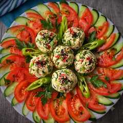 كرات جبن القريش بالخضار والزعتر 🍅🥒🫑🥗-レシピのメイン写真