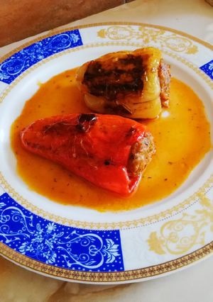O poză a rețetei Ardei umpluți cu carne, la cuptor.