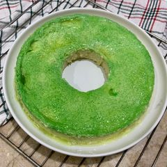 A picture of Green Pudding with the hint of coconut powder and Pakola syrup.