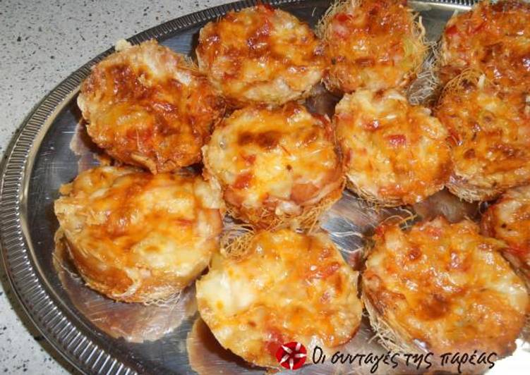 Recipe of Favorite Kataifi nests with the taste of pizza