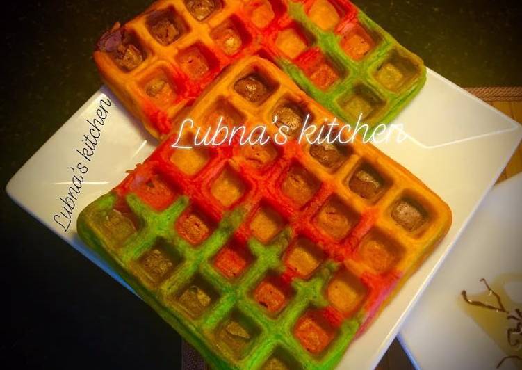 Easiest Way to Prepare Super Quick Homemade Rainbow Waffles 🌈 Recipes